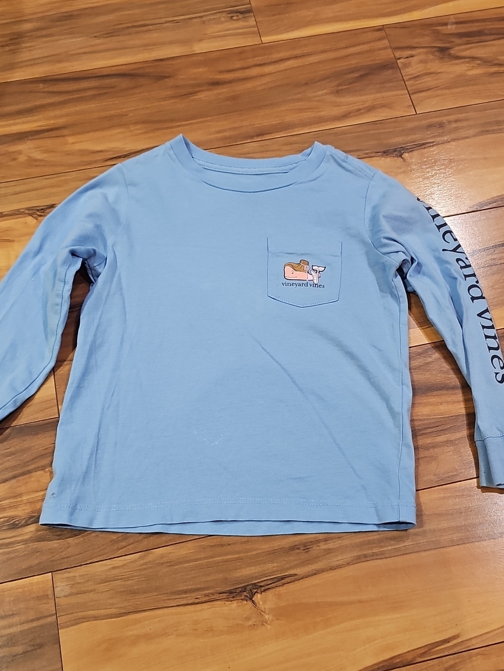 Vineyard Vines Kids 3T Light Blue Long Sleeve Pocket Tee